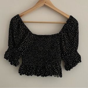 Ruched Smocked Top with Puff Sleeves size S